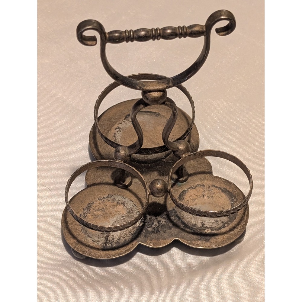 Vintage EPNS England Silver Plated 3-Ring Condiment Caddy Cruet Stand Victorian
